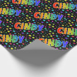[ Thumbnail: Rainbow First Name "Cindy" + Stars Wrapping Paper ]