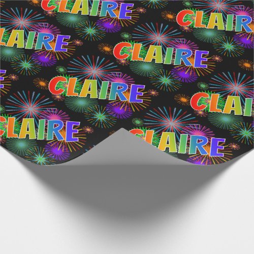 Rainbow First Name CLAIRE  Fireworks Wrapping Paper