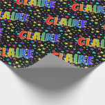[ Thumbnail: Rainbow First Name "Claire" + Stars Wrapping Paper ]