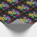 [ Thumbnail: Rainbow First Name "Cody" + Fireworks Wrapping Paper ]