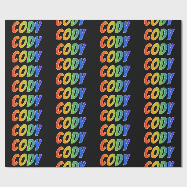 Rainbow First Name "CODY"; Fun & Colorful Wrapping Paper (Flat)