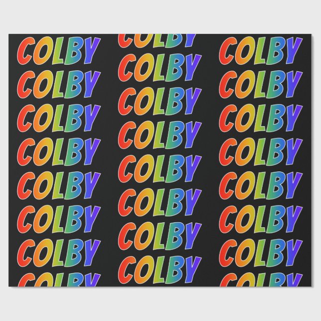 Rainbow First Name "COLBY"; Fun & Colorful Wrapping Paper (Flat)