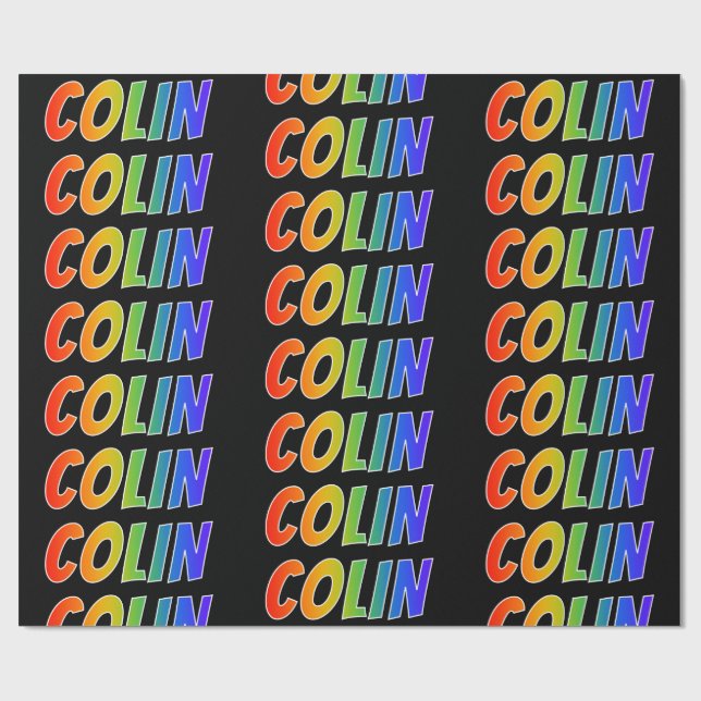 Rainbow First Name "COLIN"; Fun & Colorful Wrapping Paper (Flat)