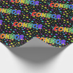[ Thumbnail: Rainbow First Name "Connor" + Stars Wrapping Paper ]