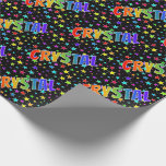 [ Thumbnail: Rainbow First Name "Crystal" + Stars Wrapping Paper ]