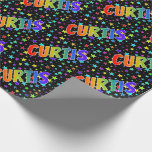 [ Thumbnail: Rainbow First Name "Curtis" + Stars Wrapping Paper ]