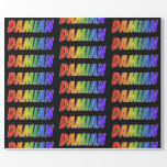 [ Thumbnail: Rainbow First Name "Damian"; Fun & Colorful Wrapping Paper ]