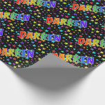 [ Thumbnail: Rainbow First Name "Darren" + Stars Wrapping Paper ]
