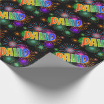 [ Thumbnail: Rainbow First Name "David" + Fireworks Wrapping Paper ]