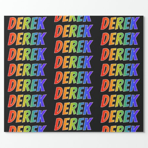 Rainbow First Name DEREK Fun  Colorful Wrapping Paper