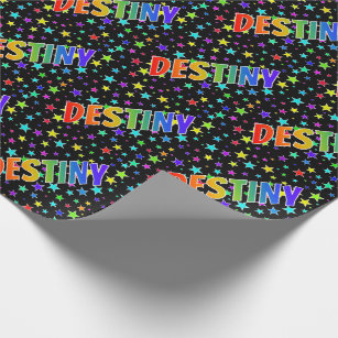 Rainbow First Name "DESTINY" + Stars Wrapping Paper