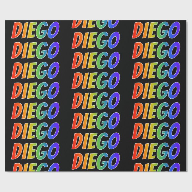 Rainbow First Name "DIEGO"; Fun & Colorful Wrapping Paper (Flat)