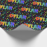 [ Thumbnail: Rainbow First Name "Dylan" + Stars Wrapping Paper ]