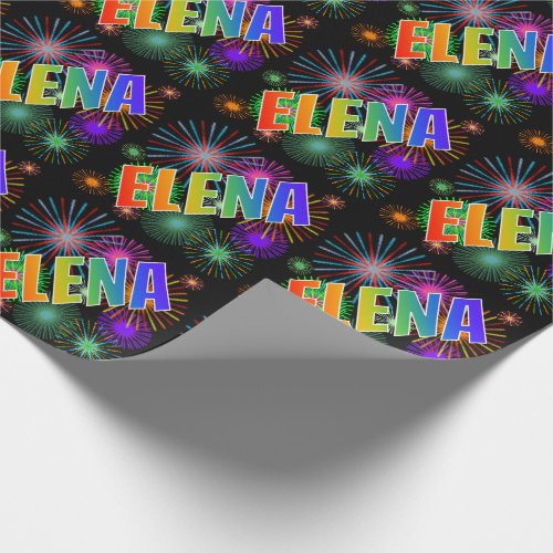 Rainbow First Name ELENA  Fireworks Wrapping Paper