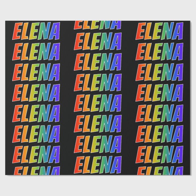 Rainbow First Name "ELENA"; Fun & Colorful Wrapping Paper (Flat)