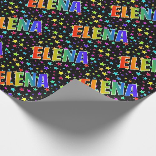 Rainbow First Name ELENA  Stars Wrapping Paper
