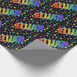 [ Thumbnail: Rainbow First Name "Elijah" + Stars Wrapping Paper ]