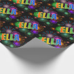 [ Thumbnail: Rainbow First Name "Ella" + Fireworks Wrapping Paper ]