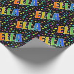 [ Thumbnail: Rainbow First Name "Ella" + Stars Wrapping Paper ]