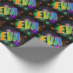 [ Thumbnail: Rainbow First Name "Eva" + Fireworks Wrapping Paper ]