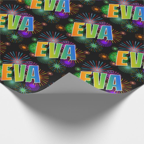 Rainbow First Name EVA  Fireworks Wrapping Paper