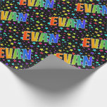 [ Thumbnail: Rainbow First Name "Evan" + Stars Wrapping Paper ]