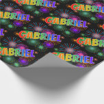 [ Thumbnail: Rainbow First Name "Gabriel" + Fireworks Wrapping Paper ]