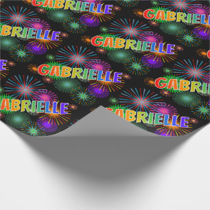 Rainbow First Name "GABRIELLE" + Fireworks Wrapping Paper