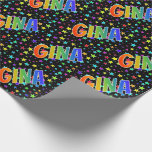 [ Thumbnail: Rainbow First Name "Gina" + Stars Wrapping Paper ]