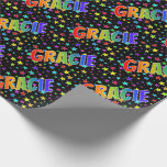 [ Thumbnail: Rainbow First Name "Gracie" + Stars Wrapping Paper ]