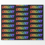[ Thumbnail: Rainbow First Name "Gregory"; Fun & Colorful Wrapping Paper ]