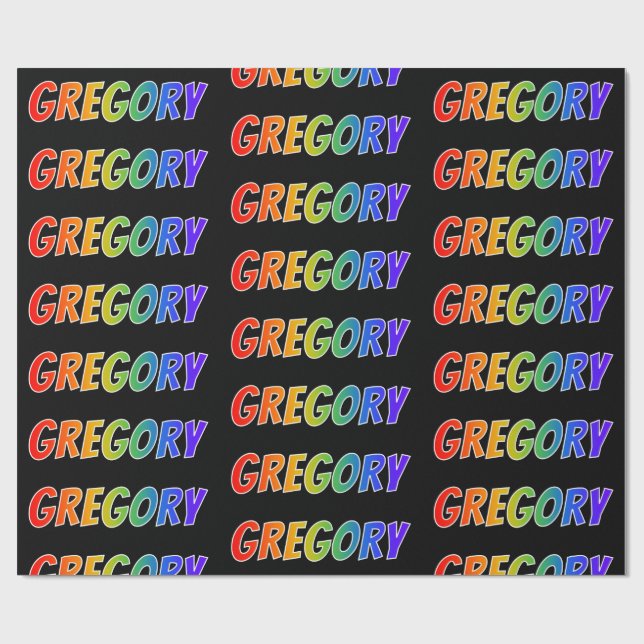 Rainbow First Name "GREGORY"; Fun & Colorful Wrapping Paper (Flat)