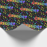 [ Thumbnail: Rainbow First Name "Gregory" + Stars Wrapping Paper ]