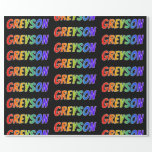 [ Thumbnail: Rainbow First Name "Greyson"; Fun & Colorful Wrapping Paper ]