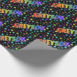 [ Thumbnail: Rainbow First Name "Greyson" + Stars Wrapping Paper ]