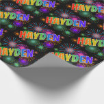 [ Thumbnail: Rainbow First Name "Hayden" + Fireworks Wrapping Paper ]