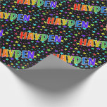 [ Thumbnail: Rainbow First Name "Hayden" + Stars Wrapping Paper ]