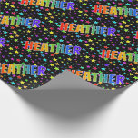 [ Thumbnail: Rainbow First Name "Heather" + Stars Wrapping Paper ]