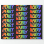 [ Thumbnail: Rainbow First Name "Henry"; Fun & Colorful Wrapping Paper ]