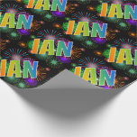 [ Thumbnail: Rainbow First Name "Ian" + Fireworks Wrapping Paper ]