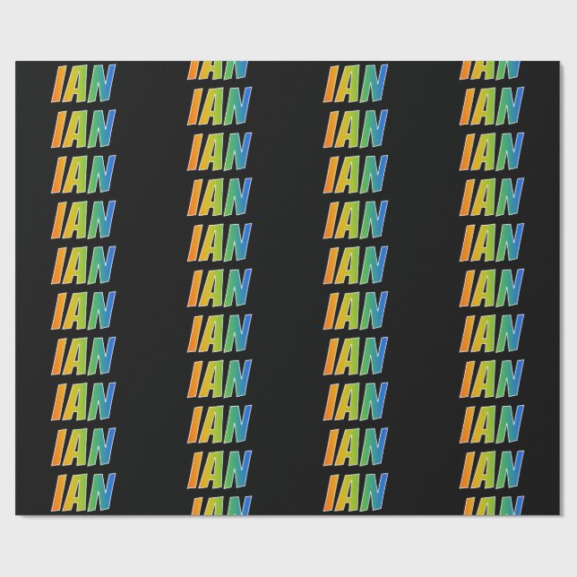 Rainbow First Name "IAN"; Fun & Colorful Wrapping Paper (Flat)