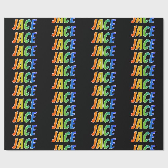 Rainbow First Name "JACE"; Fun & Colorful Wrapping Paper (Flat)