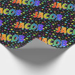 [ Thumbnail: Rainbow First Name "Jacob" + Stars Wrapping Paper ]