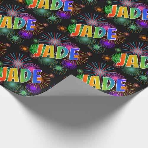 Rainbow First Name JADE  Fireworks Wrapping Paper