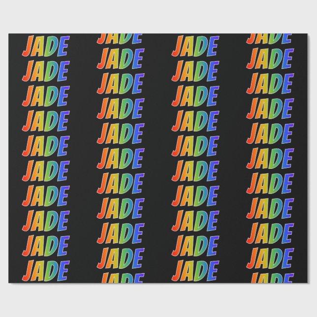 Rainbow First Name "JADE"; Fun & Colorful Wrapping Paper (Flat)
