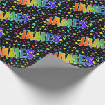[ Thumbnail: Rainbow First Name "James" + Stars Wrapping Paper ]