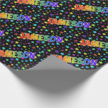 [ Thumbnail: Rainbow First Name "Jameson" + Stars Wrapping Paper ]