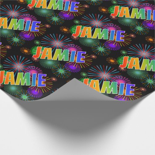 Rainbow First Name JAMIE  Fireworks Wrapping Paper