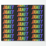 [ Thumbnail: Rainbow First Name "Janet"; Fun & Colorful Wrapping Paper ]