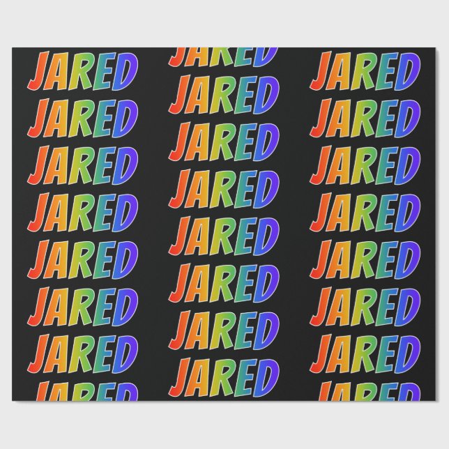 Rainbow First Name "JARED"; Fun & Colorful Wrapping Paper (Flat)